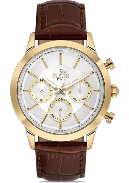 PL-1163GB-O1 Deri Kordon Fonksiyonları Aktif Erkek Kol Saati