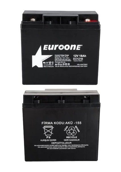 EO1218 12 Volt 18 Amper Bakımsız Kuru Agm Akü fiyatları