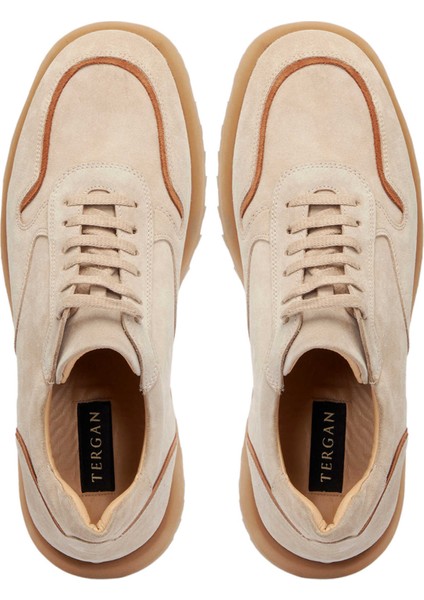 Bej Hakiki Süet Deri Erkek Sneaker - E24I1AY56723-B79