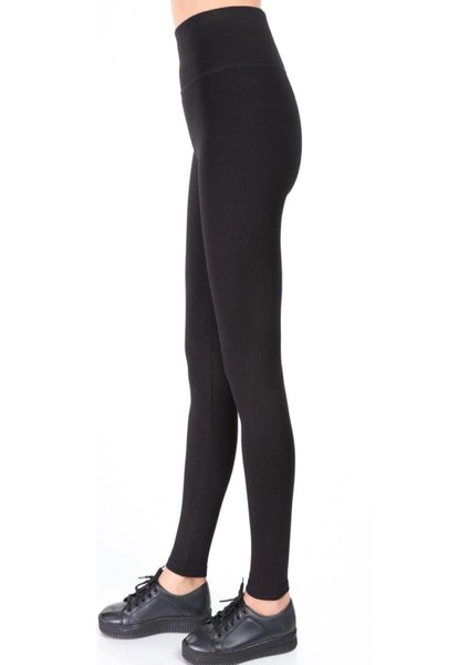 Kadın Siyah Geniş Kemerli Çelik Örme Tayt modelleri