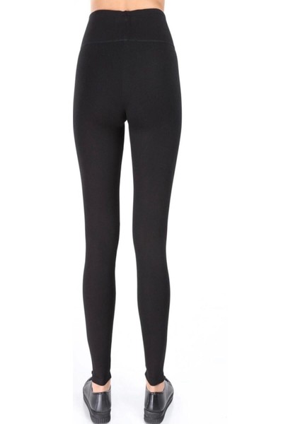 Kadın Siyah Geniş Kemerli Çelik Örme Tayt fırsatları