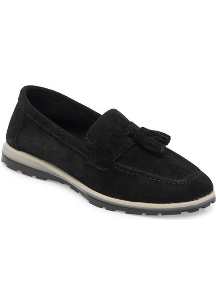 Siyah Hakiki Süet Deri Kadın Makosen - K24I1AY67311-A01