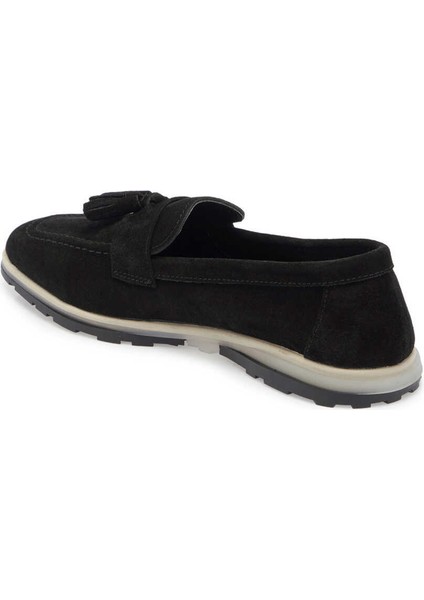 Siyah Hakiki Süet Deri Kadın Makosen - K24I1AY67311-A01