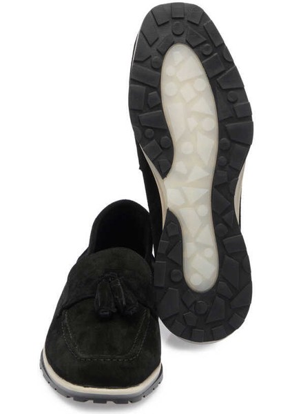 Siyah Hakiki Süet Deri Kadın Makosen - K24I1AY67311-A01