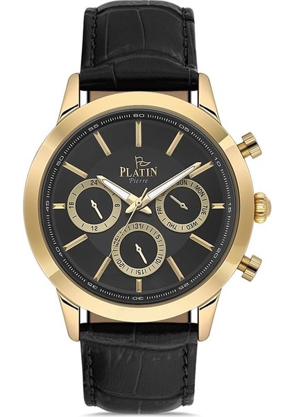 PL-1163GB-N2 Deri Kordon Fonksiyonları Aktif Erkek Kol Saati