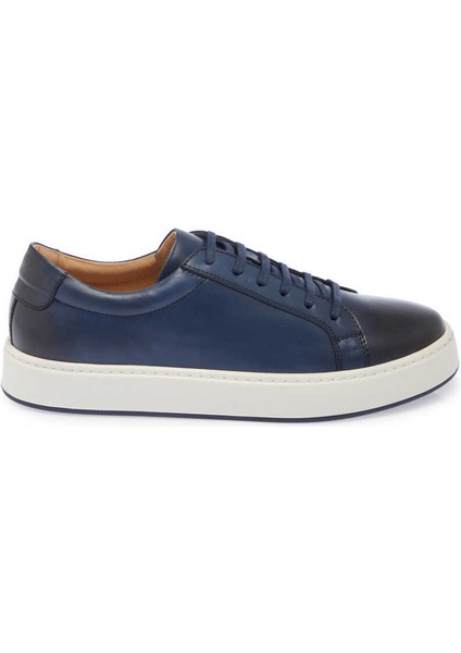 Lacivert Hakiki Deri Erkek Sneaker - E24I1AY56720-C72