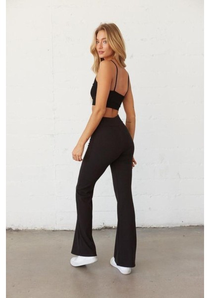 Ispanyol Paça Tayt Yüksek Bel Siyah