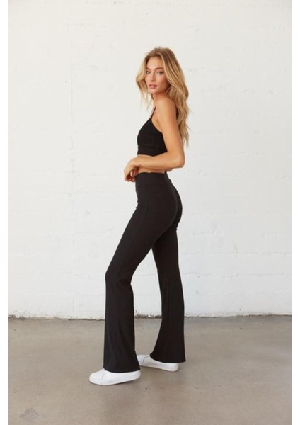 Ispanyol Paça Tayt Yüksek Bel Siyah fiyatları