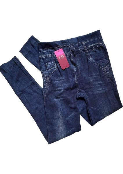 Kadın Lacivert Kot Görünümlü Likralı Tayt fiyatları