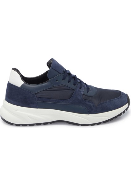 Lacivert Deri-Tekstil Erkek Sneaker - E24I1AY56712-D44