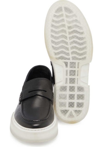 Siyah Hakiki Deri Erkek Casual Ayakkabı - E24I1AY56718-A43