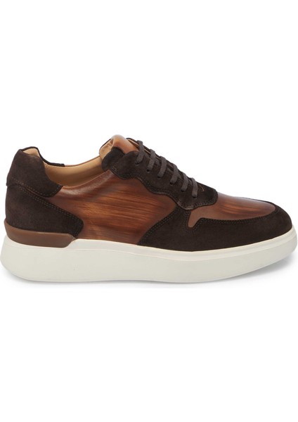 Kahve Hakiki Deri Erkek Sneaker - E24I1AY56724-B85