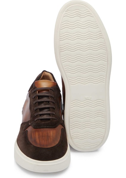 Kahve Hakiki Deri Erkek Sneaker - E24I1AY56724-B85