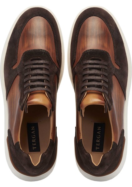 Kahve Hakiki Deri Erkek Sneaker - E24I1AY56724-B85