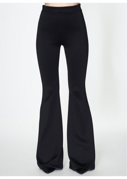 Kadın Siyah Ispanyol Paça Yüksek Bel Tayt Pantolon fiyatları