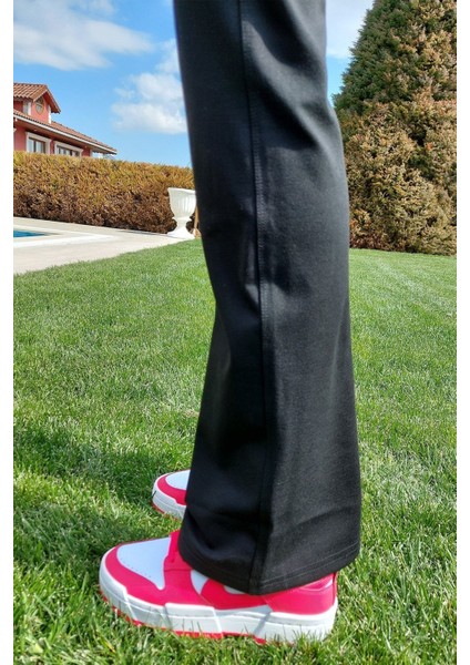 Kadın Siyah Yüksek Bel Toparlayıcı Çelik Örme Ispanyol Paça Tayt indirimleri