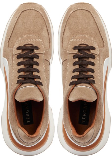 Bej Hakiki Süet Deri Erkek Sneaker - E24I1AY56713-B79