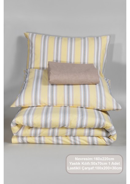 Scatt Nevresim Takımı Tek Kişilik Lastikli Çarşaf (160X220 Cm) Ekru