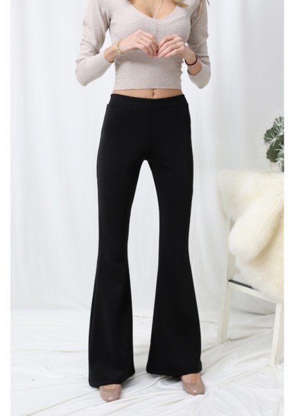 Kadın Siyah Yüksek Bel Ispanyol Paça Toparlayıcı Çelik Tayt fiyatları