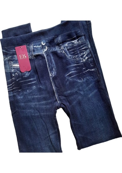 Kadın Lacivert Kot Görünümlü Likralı Tayt fiyatları