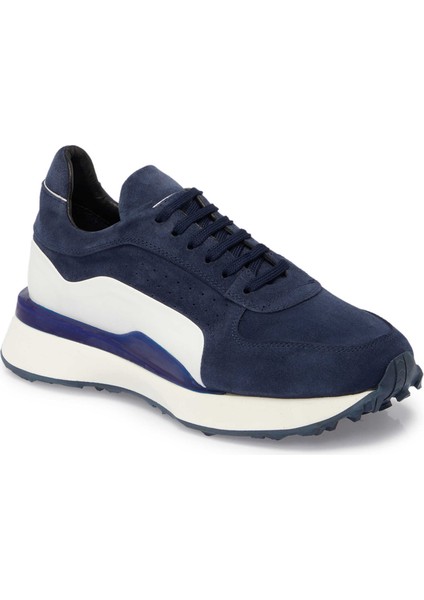 Lacivert Hakiki Süet Deri Erkek Sneaker - E24I1AY56713-D44