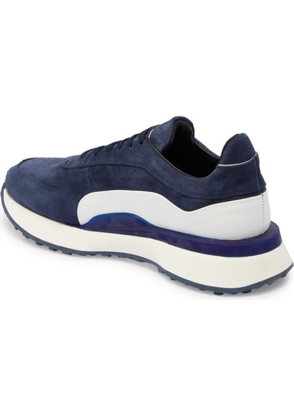 Lacivert Hakiki Süet Deri Erkek Sneaker - E24I1AY56713-D44