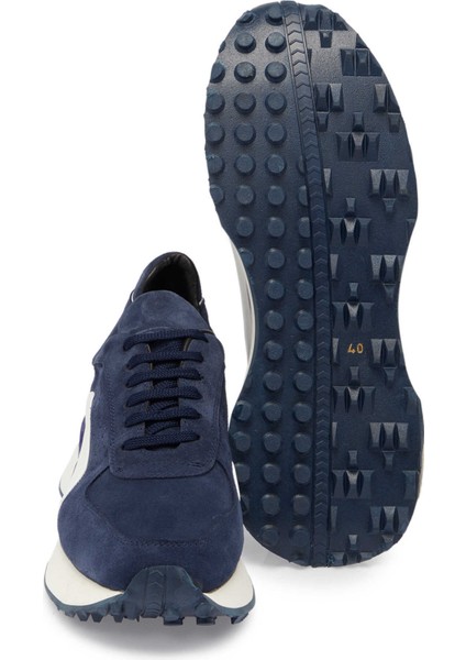 Lacivert Hakiki Süet Deri Erkek Sneaker - E24I1AY56713-D44