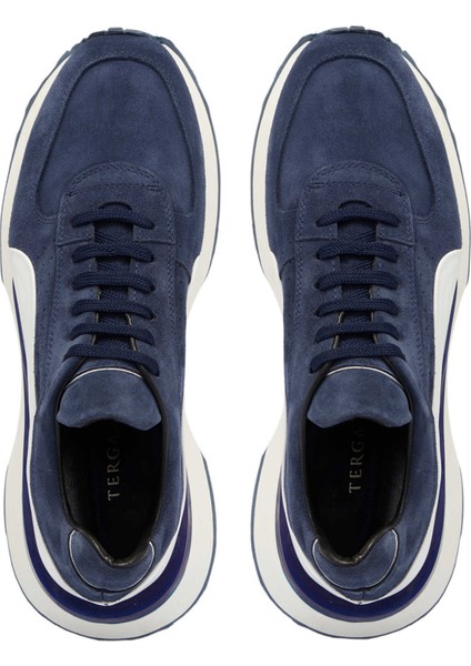 Lacivert Hakiki Süet Deri Erkek Sneaker - E24I1AY56713-D44
