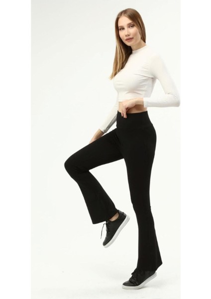 Kadın Yüksek Bel Ispanyol Paça Çelik Interlok Tayt Pantolon fiyatları
