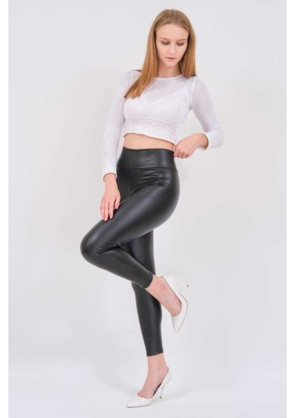 Yüksel Bel Içi Şardonlu Kadife Kışlık Deri Tayt modelleri