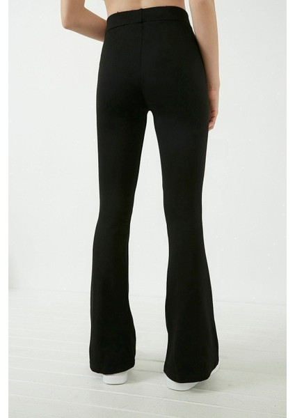 Kadın Siyah Yüksek Bel Ispanyol Paça Tayt 20KTY574K103 indirimleri
