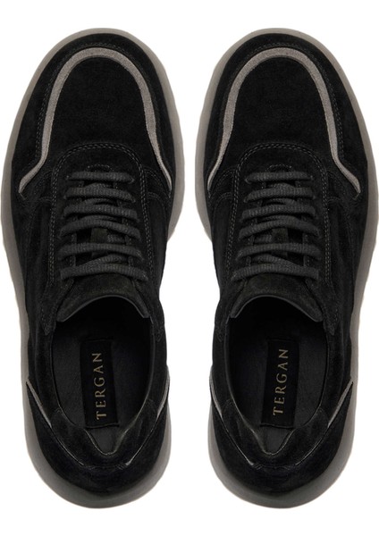 Siyah Hakiki Süet Deri Erkek Sneaker - E24I1AY56723-A01
