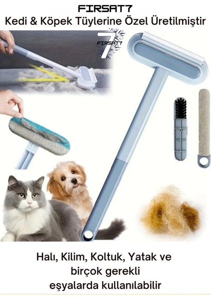 Çok Fonksiyonlu Uzun Saplı Kedi Köpek Tüyü Toplayıcı Koltuk Halı Kıl Tüy Alma & Temizleme Fırçası