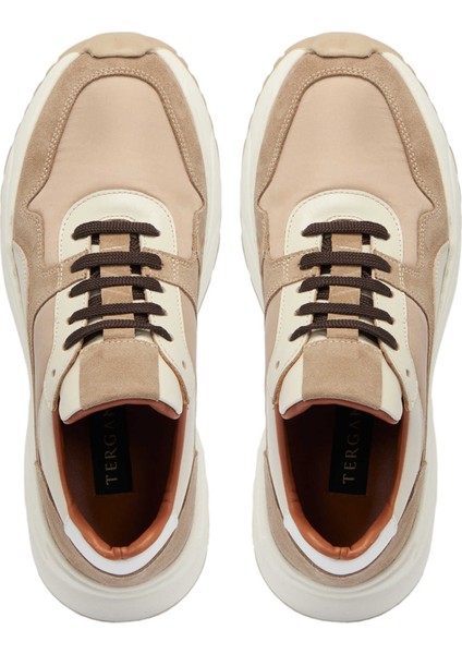 Bej Deri-Tekstil Erkek Sneaker - E24I1AY56712-B79