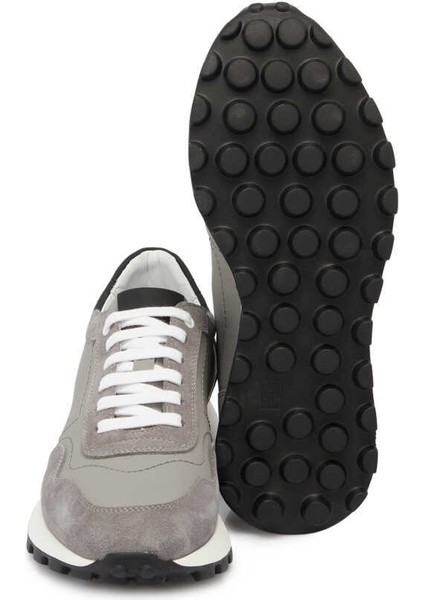 Gri Hakiki Deri Erkek Sneaker - E24I1AY56734-C11