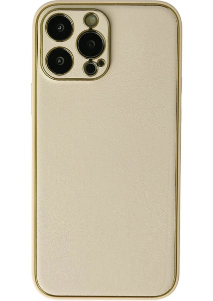 iPhone 13 Pro Kılıf Coco Deri Silikon Kapak - Gold