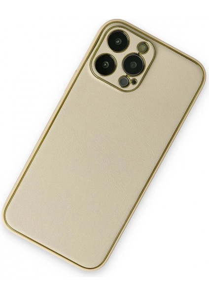 iPhone 13 Pro Kılıf Coco Deri Silikon Kapak - Gold modelleri