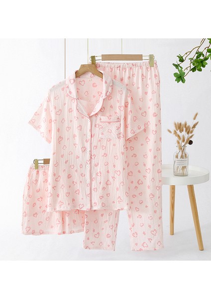 Organiz Pamuk Müslin Kumaş Pijama Takımı(3'lü)