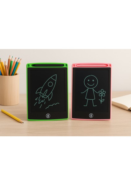 🌈 8.5 Inç Renkli LCD Yazı Tableti – Kalemli Dijital Çizim Defteri | Silinebilir Not Tableti | Çocuklar Için Eğitim ve Oyun Tableti | Yeşil 🍀 & Pembe 🌸 Renk Seçenekli fiyatları