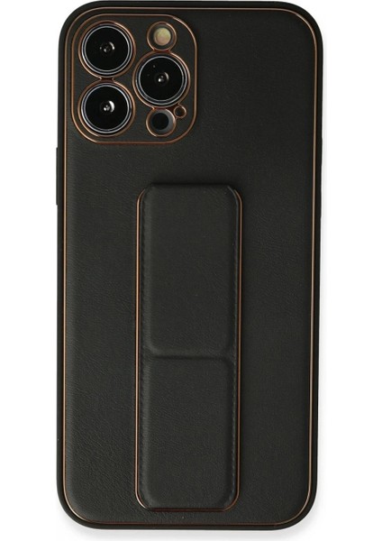 iPhone 13 Pro Max Kılıf Coco Deri Standlı Kapak - Siyah