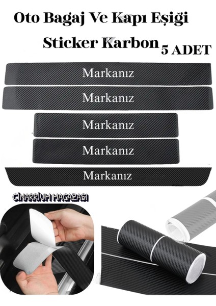 Skoda Octavia Bağaj ve Kapı Eşiği Karbon 5li Sticker Yerli Üretim (Set)