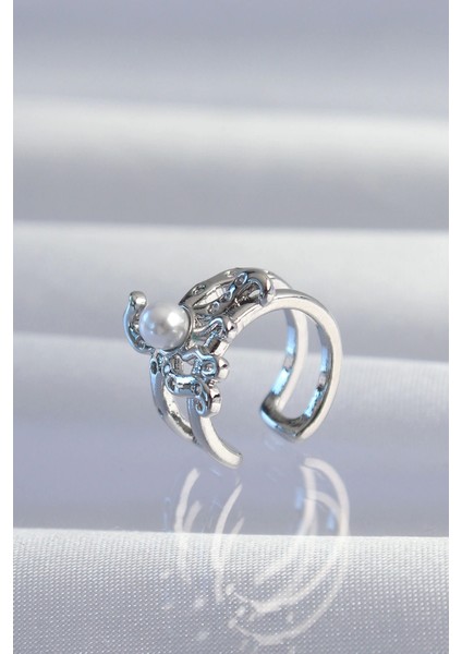 Bfs Pirinç Gümüş Renk Incili Ahtapot Earcuff Küpe fiyatları