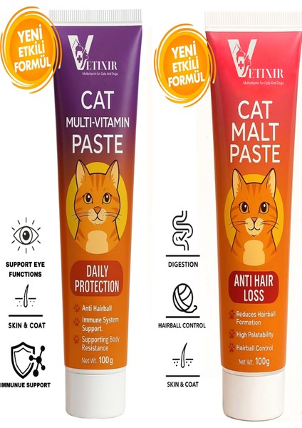 Kedi Malt - Multivitamin Paste 2'li Set Tüy Yumağı Önleyici Bağışıklık Desteği