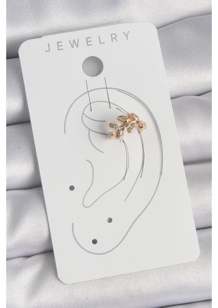 Bfs Pirinç Gold Renk Zirkon Taşlı Yaprak Model Kadın Kıkırdak Küpe fiyatları