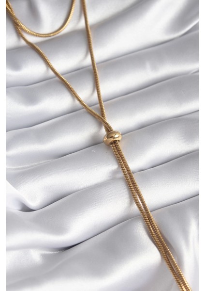 Bfs 316L Çelik Gold Renk Tüp Zincir Asansör Model Kadın Kolye
