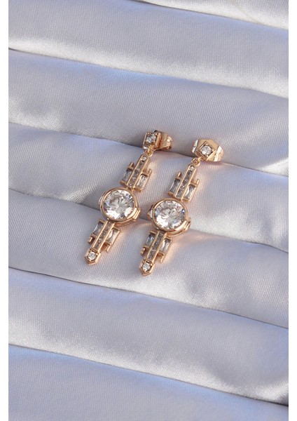 Bfs Xuping Rose Renk Zirkon Taşlı Geometrik Sallantılı Küpe fiyatları