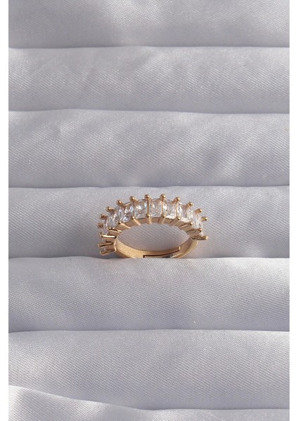 Bfs Pirinç Ayarlamalı Gold Renk Baget Taşlı Su Yolu Yüzük