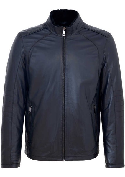 Lacivert Hakiki Deri Erkek Hakiki Deri Mont - E23KKM310467-Q3R