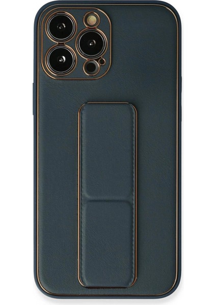 iPhone 13 Pro Kılıf Coco Deri Standlı Kapak - Mavi