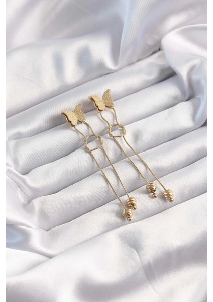 Bfs 316L Çelik Altın Renk Sallantılı Düğüm Model Kelebek Küpe fiyatları